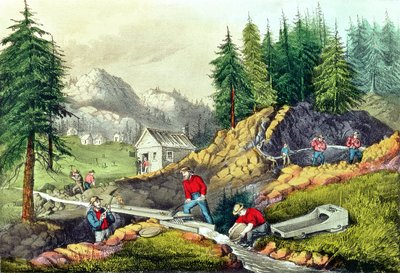 Gold Mining in California, published by Currier and Ives, 1861 by Grafton Tyler Brown